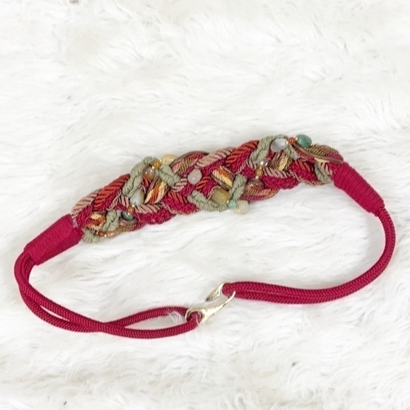 VINTAGE braided polished gem stones belt S/M - Picture 5 of 7